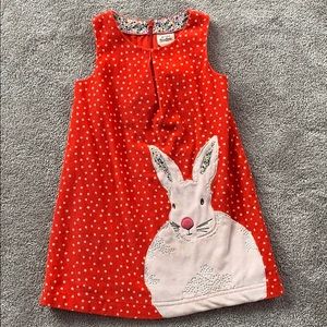 Mini Boden orange with white polka dot dress